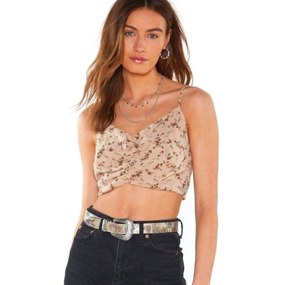 Nasty Gal Tops - NWT! Nasty Gal ‘Prairie Floral’ Romantic Tie-Back Cropped Bralette
